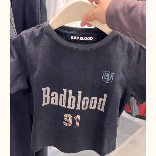 badblood美式做旧短款显瘦T恤