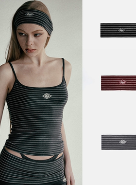 韩国badblood新款条纹吸汗发带女高弹力无痕运动百搭健身美式头巾