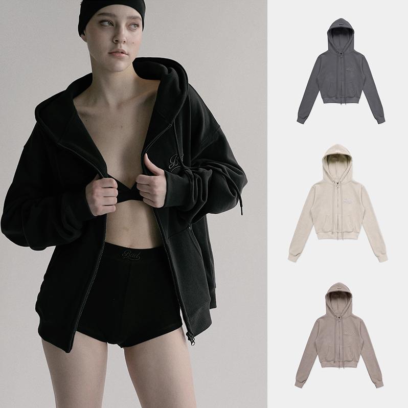 韩国badblood新款连帽刺绣拉链卫衣女复古美式短款开衫外套春秋