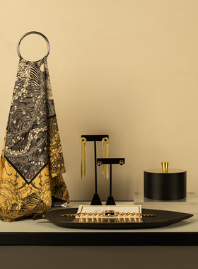 样板间衣帽间饰品展示套装 轻奢风首饰陈列托盘耳环架软装摆件