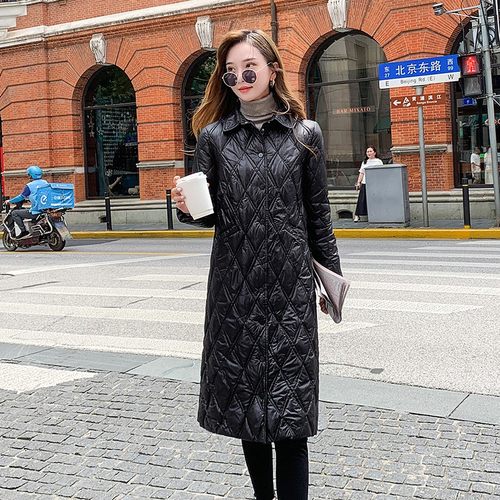 过膝长款机洗不跑棉轻薄修身棉服