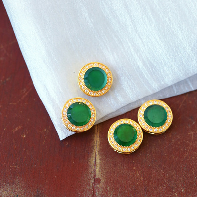 18K金镶嵌天然A货翡翠帝王绿配件