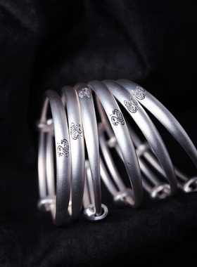 999足银古法生肖蛇款宝宝推拉手镯 蛇年款宝宝儿童款周岁满月送礼