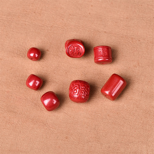 保真天然朱砂帝王砂老型桶珠散配珠星月金刚菩提手串文玩diy