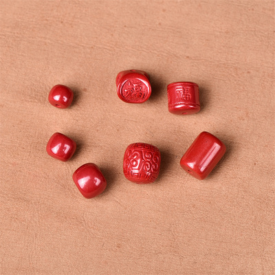 diy原矿朱砂手链饰品弯管