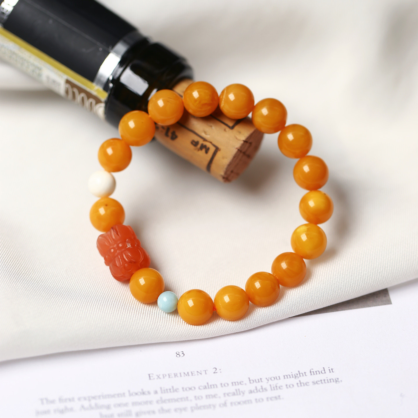 天然蜜蜡老蜜蜡圆珠原创搭配款单圈手链  女款琥珀蜜蜡手串饰品