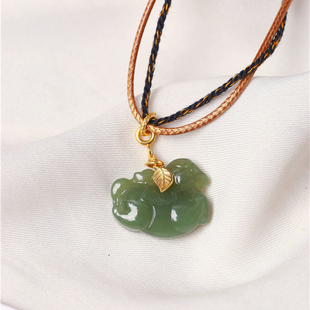 天然和田玉青玉雕刻唐马款吊坠 男女玉石马年生肖小马挂坠饰品