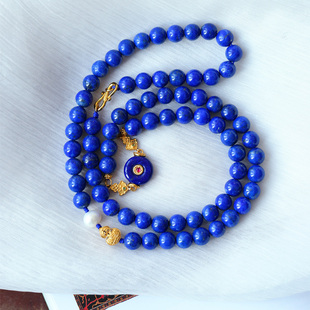 老矿帝王青金石水晶饰品 女款 天然老矿青金石原创搭配款 三圈手链