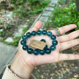 精品天然水晶海蓝宝魔鬼蓝单圈手链 海蓝宝石手串饰品 男女款