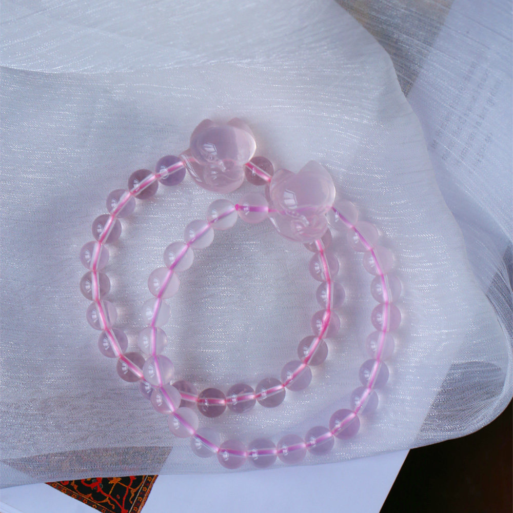 爆款天然粉水晶小狐狸搭配圆珠原创搭配款手链女款粉水晶饰品,饰品/流行首饰/时尚饰品新,手饰/手串,淘宝优惠券,粉丝福利购,淘宝优惠卷