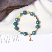 翡翠手串饰品礼物 女款 天然A货危料蓝水翡翠圆珠原创搭配款 手链