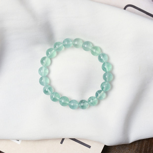 天然水晶蓝绿萤石单圈手链浅色系圆珠手链女款 萤石手串饰品