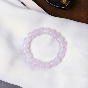 天然玛瑙玉髓老型珠珠单圈手链 玛瑙玉髓紫罗兰手串礼物 女款