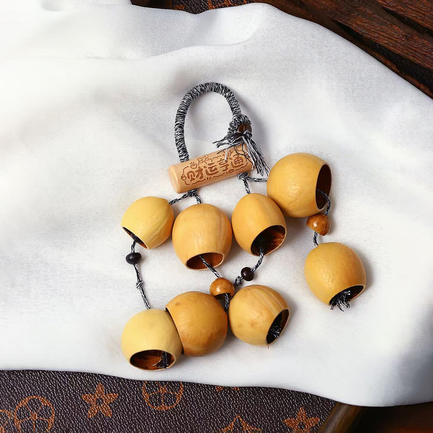 天然文玩果壳风铃挂件门窗挂饰檀木菩提子车挂手工编织饰品