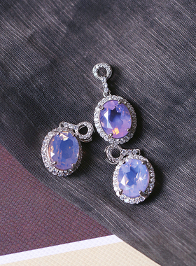 天然紫玉晶纯银镶嵌款吊坠