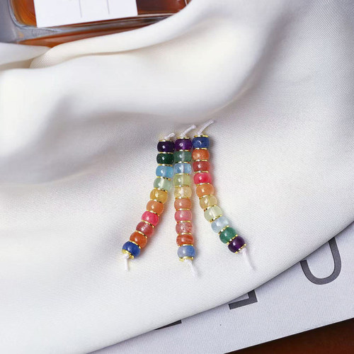 天然水晶彩虹多宝色直切药片珠款散珠配件diy手链串珠配饰材料