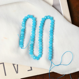 天然蓝磷灰石刻面盘珠散珠半成品女款 水晶饰品DIY材料配珠散珠