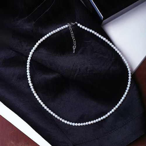 天然淡水小颗粒白珍珠项链 女款正品珍珠正圆颈链项链珠光好饰品