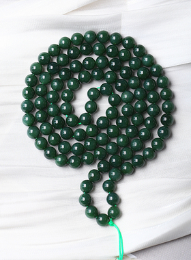 俄罗斯碧玉老矿料圆珠款佛珠链