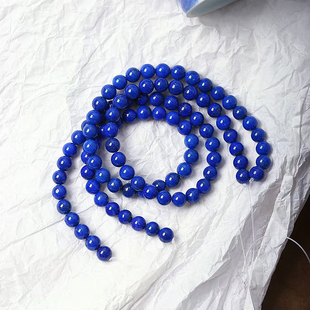 天然老矿青金石圆珠半成品老油料女款水晶配件散珠半成品diy材料