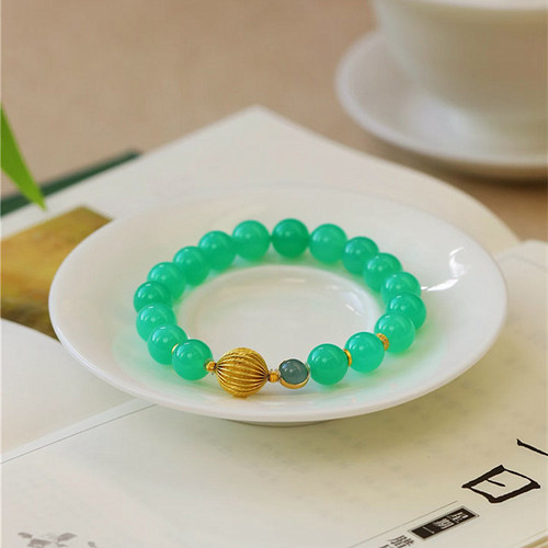 天然彩宝水晶高端毕业级澳洲玉绿澳宝阳绿色澳宝蛋白石手链女款
