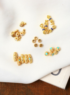 18K金天珠金刚杵花珠手链配饰隔珠桶珠花球手链配件女款diy配饰