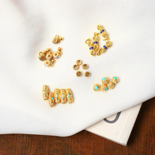 18K金天珠金刚杵花珠手链配饰隔珠桶珠花球手链配件女款diy配饰