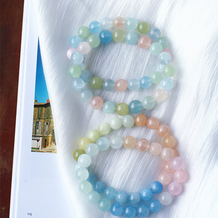 克价超值 仙女款超润天然摩根石圆珠渐变色款手链 女款水晶饰品