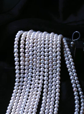 天然淡水珍珠中颗粒圆珠款半成品 女款diy珍珠项链锁骨链散珠饰品