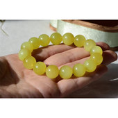 精品 男女高端玉石黄玉手串HN 天然和田玉黄口料带猫眼圆珠手链