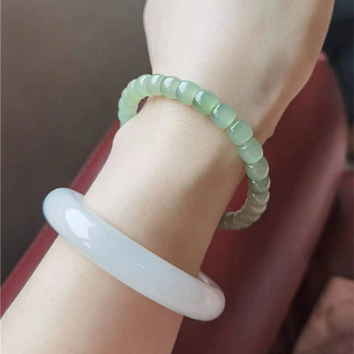 和田玉青玉冰晴水直切款手链