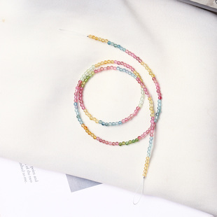 天然水晶糖果色碧玺圆珠半成品长条 女款手链串珠散珠配件diy材料