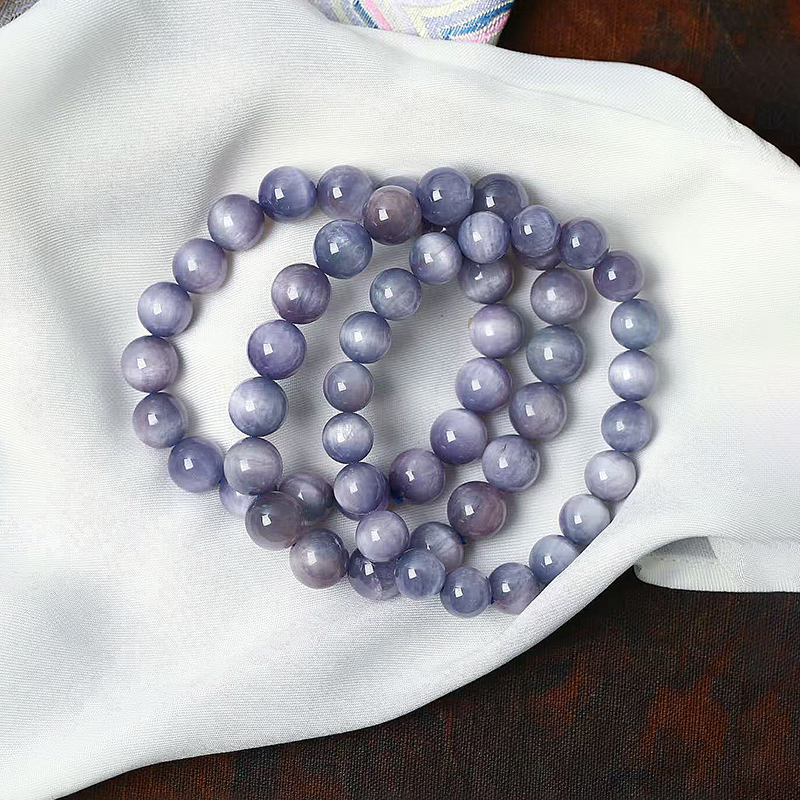 天然水晶梦幻紫锂辉圆珠单圈手链 女款水晶锂辉石手串饰品礼物