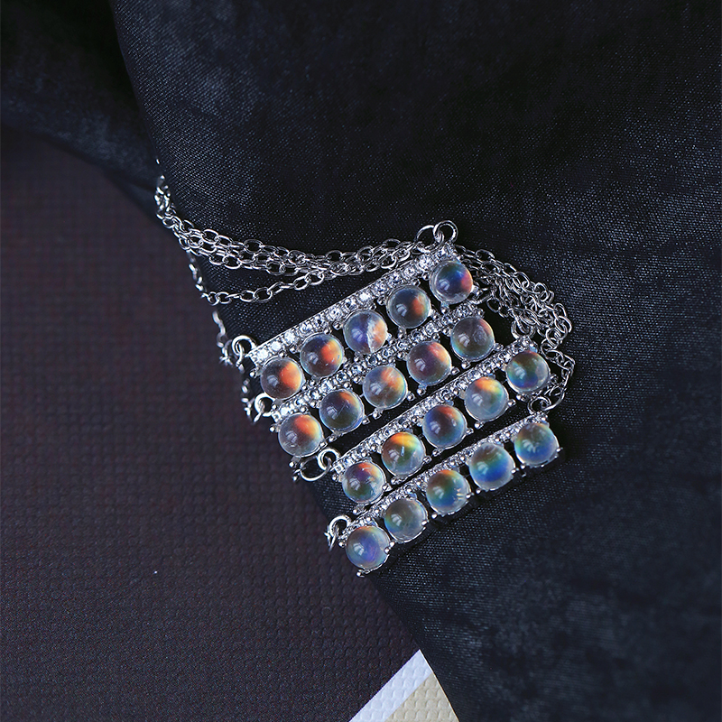 天然馬島月光石純銀鑲嵌吊墜