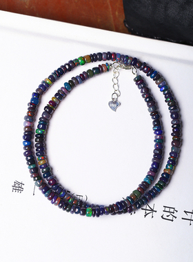 火彩好天然欧珀黑欧珀随形盘珠款项链半成品女款欧珀彩宝项链饰品