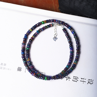 火彩好天然欧珀黑欧珀随形盘珠款项链半成品女款欧珀彩宝项链饰品