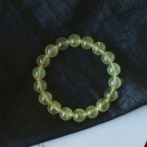 天然巴西黄水晶圆珠款单圈手链