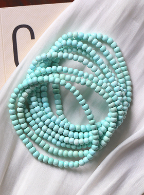 精品天然湖北原矿绿松石老型珠款手链 男女款高端绿松手串饰品