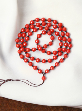 天然原矿朱砂帝王砂圆珠手工编织挂绳吊坠绳男女挂坠饰品项链坠子