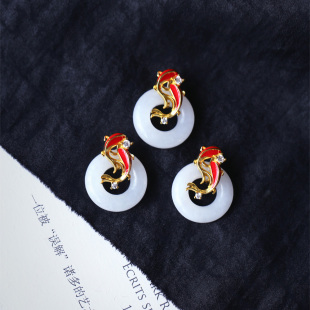 女款 定制款 吊坠 扣头镶嵌款 玉石饰品 天然和田玉甜甜圈纯银锦鲤款