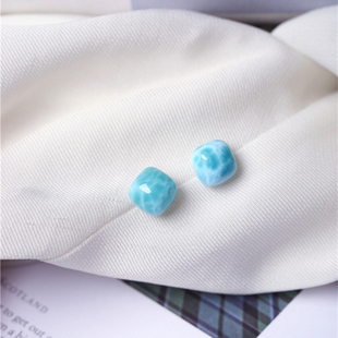 水晶气质简约款 女款 饰品礼物 耳钉 天然水晶海纹石纯银镶嵌款