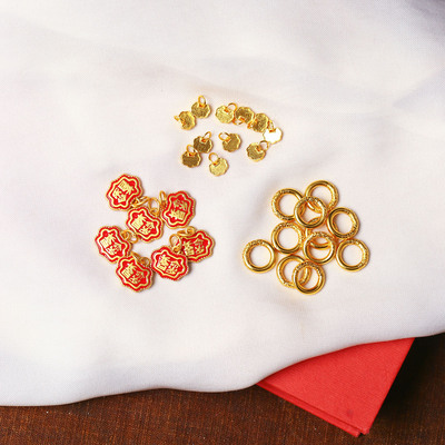 越南沙金合金坠子吊坠配件如意长命百岁手链DIY水晶材料配件配饰