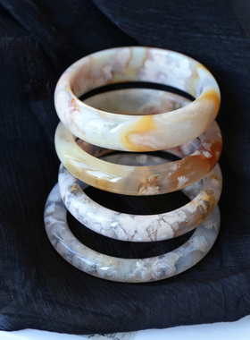 天然樱花玛瑙手镯女款玛瑙