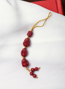 工厂福利 高含量朱砂天然紫金砂三不佛钥匙扣包挂流苏挂饰本命年