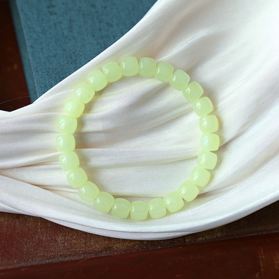 天然和田玉冰料黄口料直切珠手链