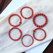 高抛帝王砂原矿朱砂红砂圆珠手链 原矿红朱砂 精品5000目以上高抛
