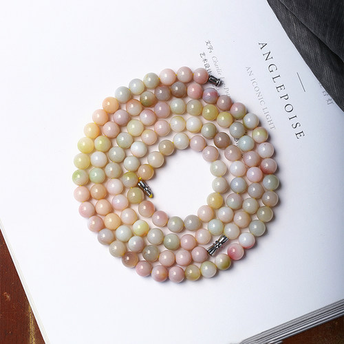 天然老矿料盐源玛瑙马卡龙色项链