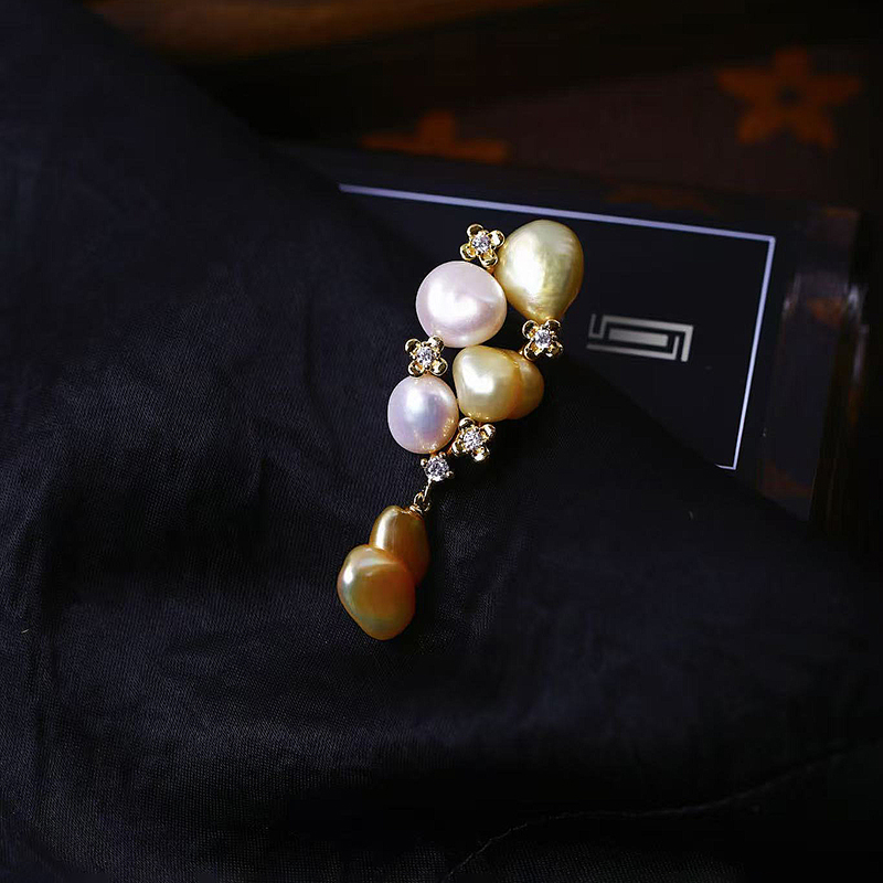 天然淡水再生巴洛克珍珠镶嵌款吊坠 女珍珠时尚锁骨挂坠饰品礼物