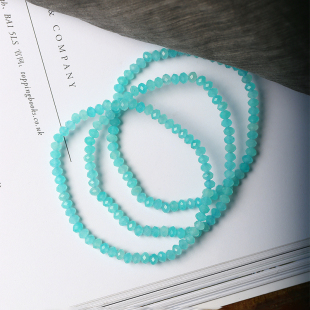 天然老矿天河石刻面盘珠款单圈手链 女款水晶简约款切面手串饰品