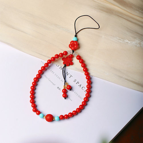 原矿朱砂红砂原创搭手机挂绳包挂